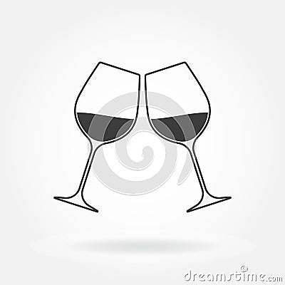 Cheers icon. Two wine glasses. Vector illustration Vector Illustration